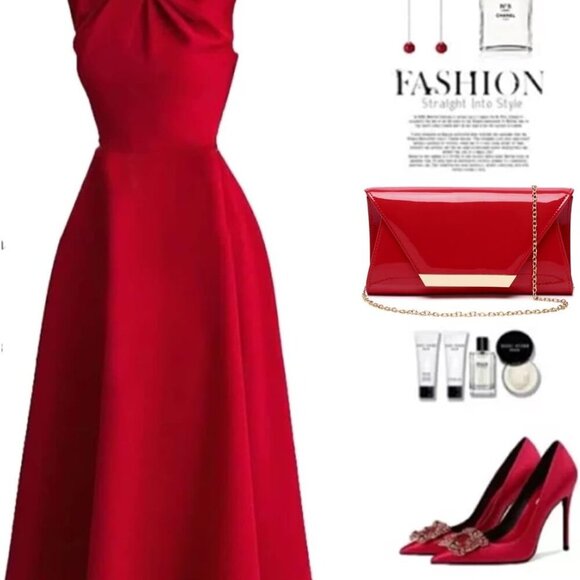 Patent Leather Envelope Clutch Womens Evening Handbag Stylish Shoulder Bag Purse - Picture 8 of 9